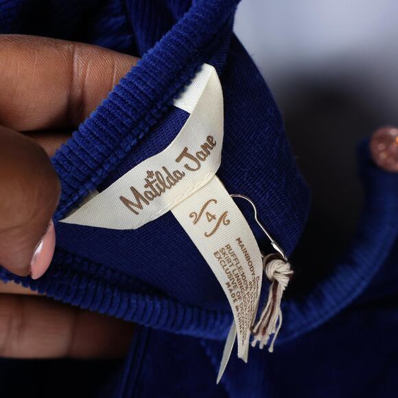 Matilda Jane Heart to Heart Blue Clara Ribbed Velour Lap Dress 4 - Picture 10 of 11